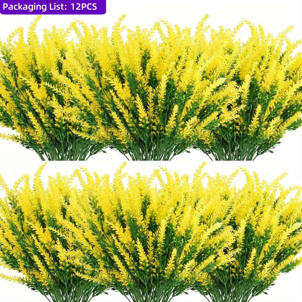12pcs Artificial Lavender Flower Bouquets - Realistic Plastic Flowers for Home, Garden, Wedding, Holiday, Party Decor