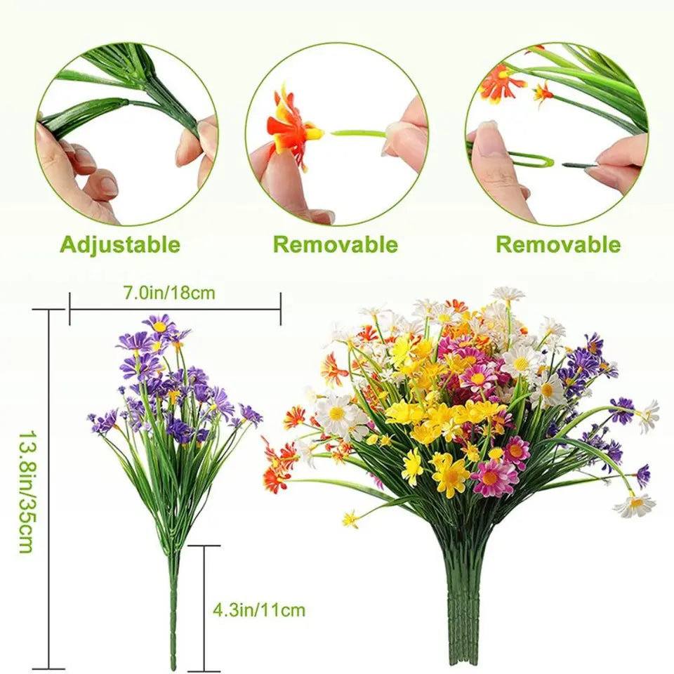 Realistic Plastic Small Daisy UV Resistant Colorfast Fake Plants Colorful Artificial Flowers Home in/Outdoor Garden Decor