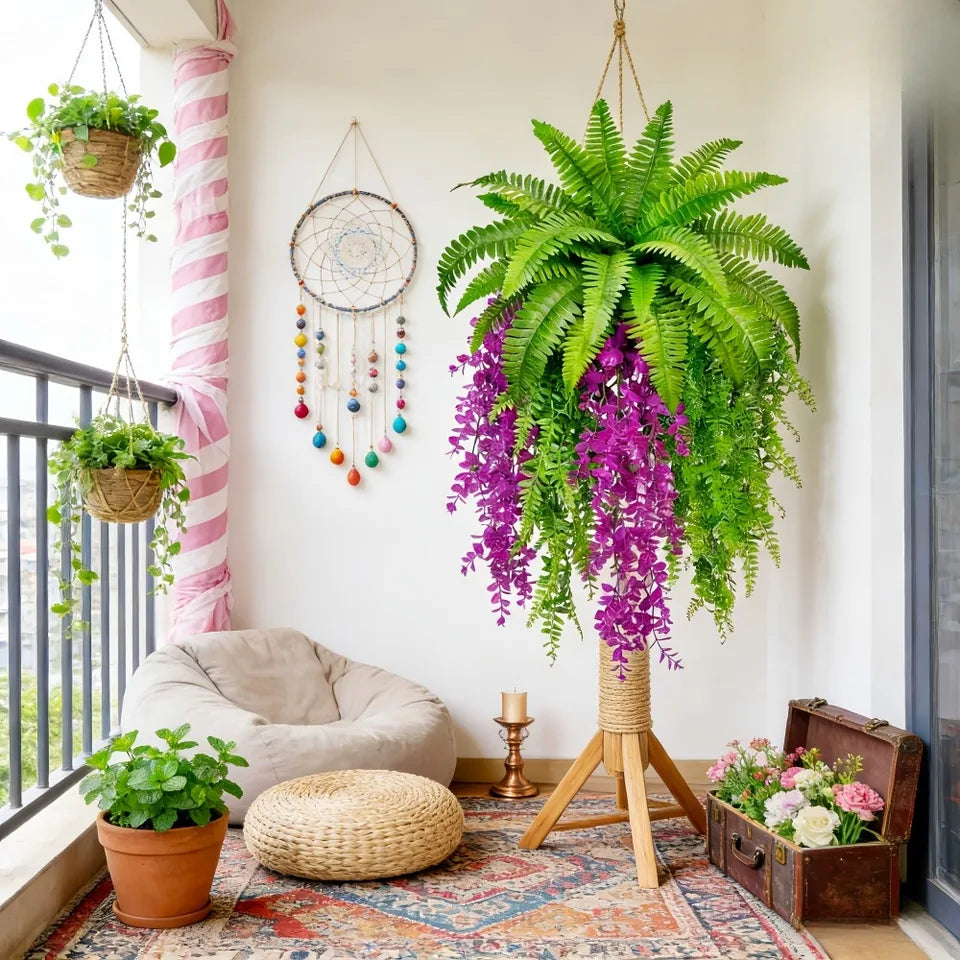 5PC DIY Combination of Artificial Boston Fern and Persian Violet Wall-mounted Persian Ivy Vine Plants Green Wall Plant 2026