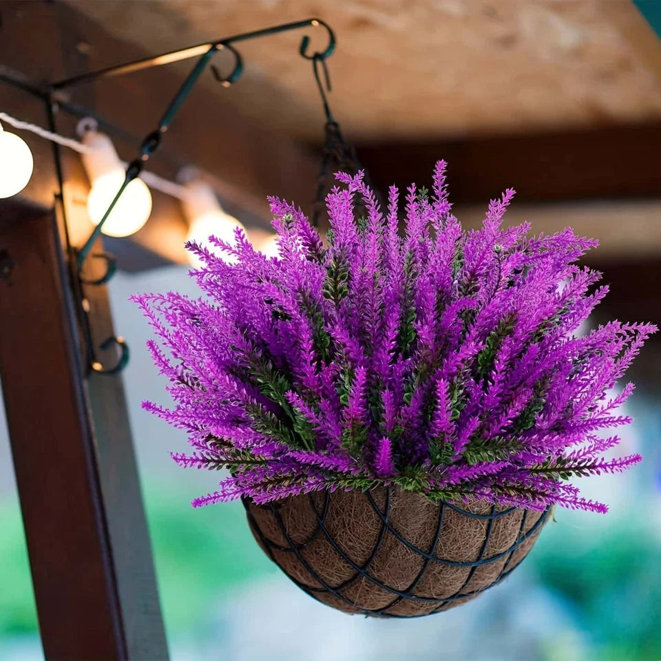 12pcs Artificial Lavender Flower Bouquets - Realistic Plastic Flowers for Home, Garden, Wedding, Holiday, Party Decor