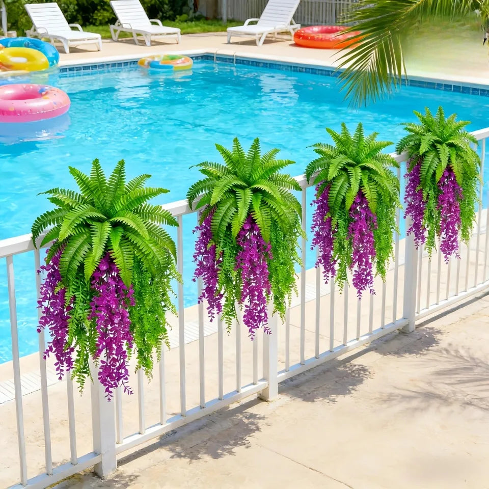 5PC DIY Combination of Artificial Boston Fern and Persian Violet Wall-mounted Persian Ivy Vine Plants Green Wall Plant 2026