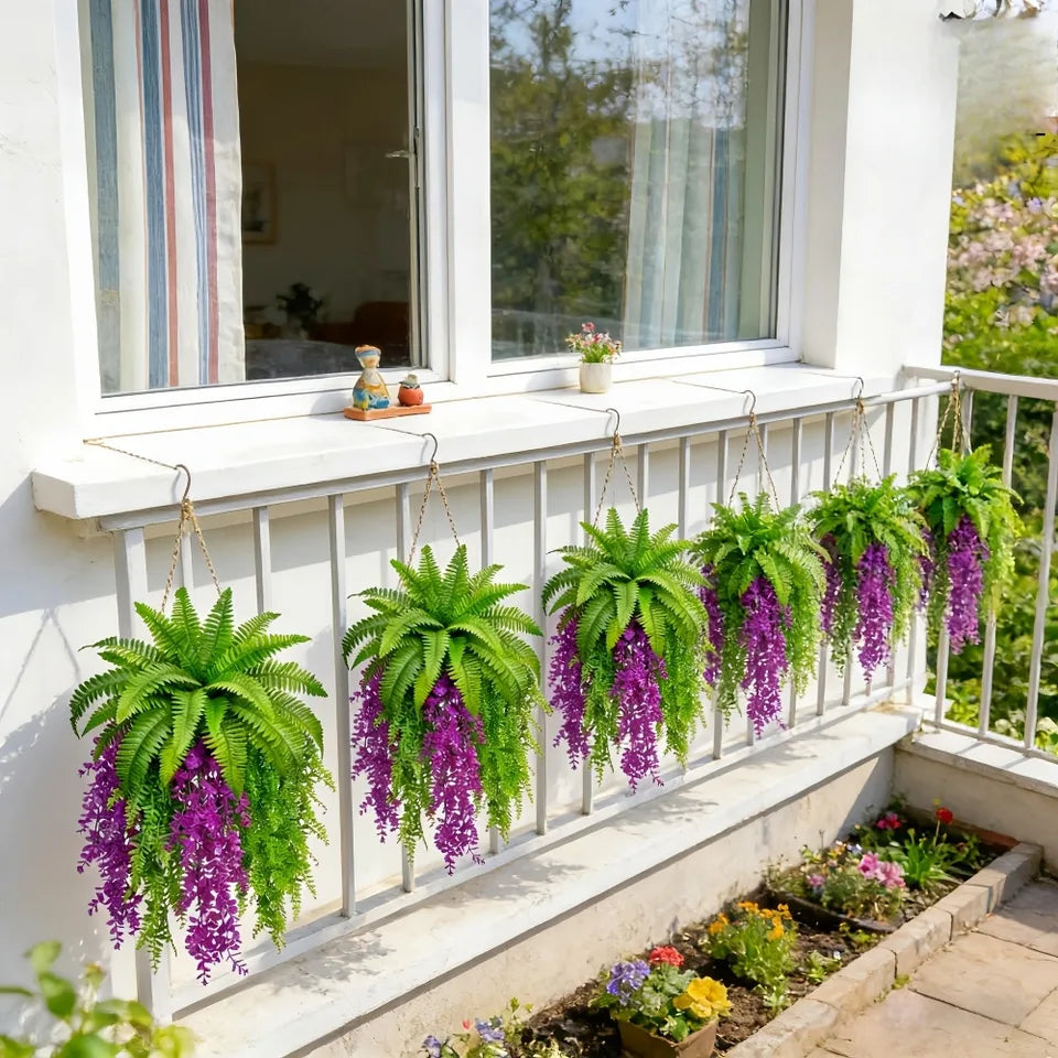 5PC DIY Combination of Artificial Boston Fern and Persian Violet Wall-mounted Persian Ivy Vine Plants Green Wall Plant 2026