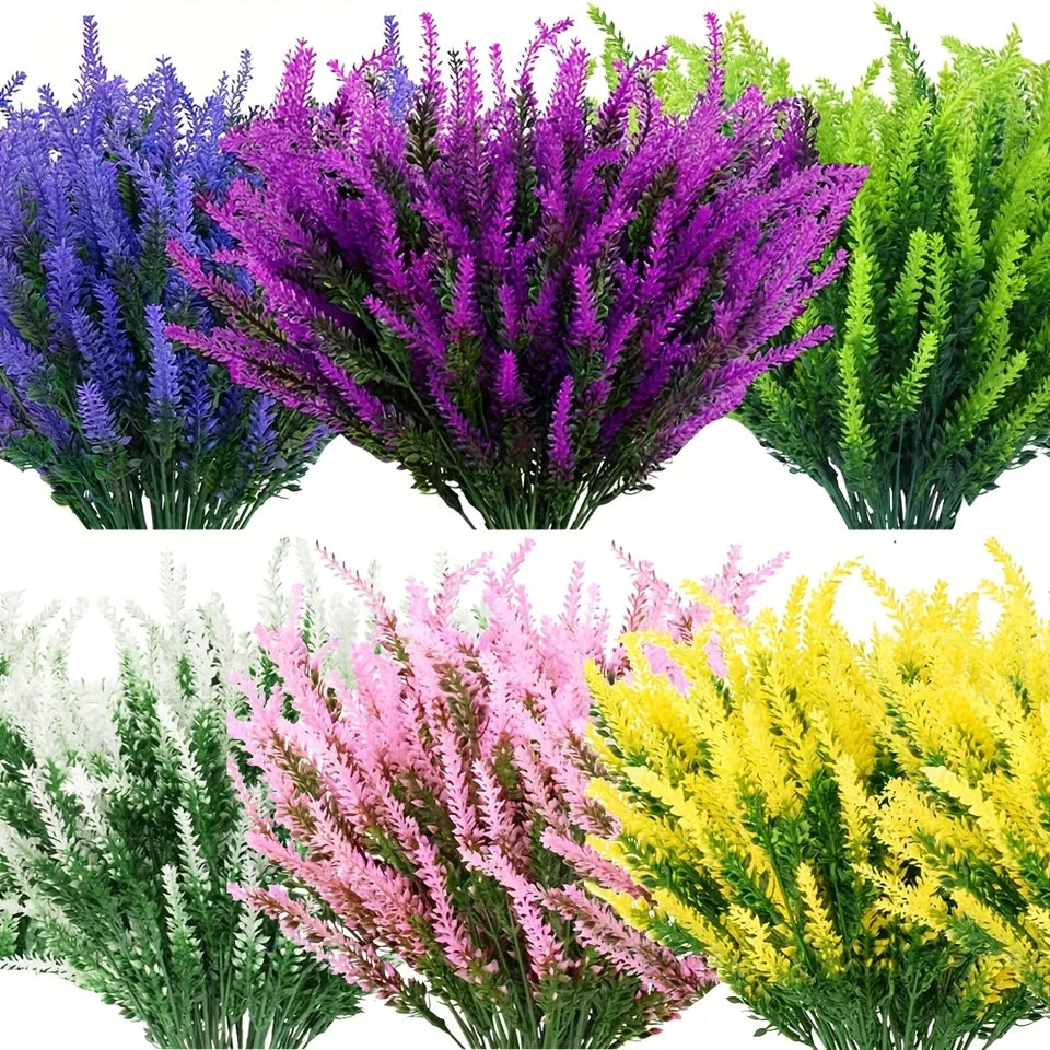 12pcs Artificial Lavender Flower Bouquets - Realistic Plastic Flowers for Home, Garden, Wedding, Holiday, Party Decor