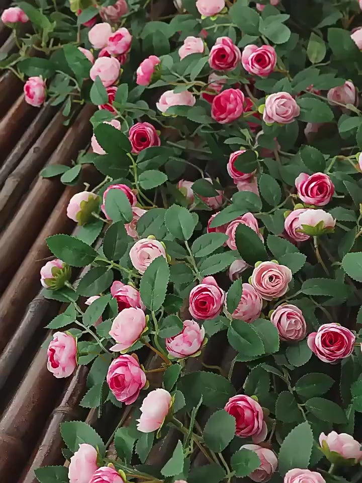 Artificial Fake Vine Ivy Garland, Silk Rose Hanging Plants, Fake Flowers for Wedding Home Garden Wall Arch Decor